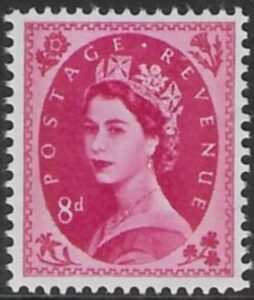 SG.617b   8d magenta  2 bands  (1960 Phosphor crowns wmk.) U/M (MNH)