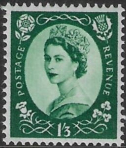 SG.618   1s3d green  2 bands  (1960 Phosphor crowns wmk.) U/M (MNH)