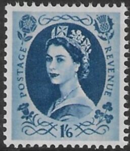 SG.618a   1s6d grey-blue  2 bands  (1960 Phosphor crowns wmk.) U/M (MNH)