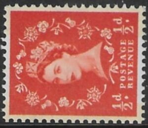SG.610a  ½d orange-red  2 bands (1960 Phosphor crowns. sideways wmk.) U/M (MNH)