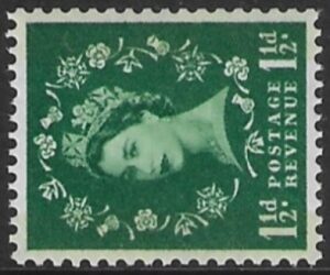 SG.612a  1½d green  2 bands (1960 Phosphor crowns. sideways wmk.) U/M (MNH)