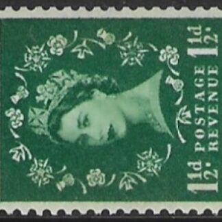 SG.612a  1½d green  2 bands (1960 Phosphor crowns. sideways wmk.) U/M (MNH)