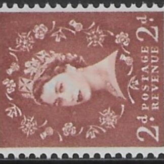 SG.613ab  2d red-brown  2 bands (1960 Phosphor crowns. sideways wmk.) U/M (MNH)