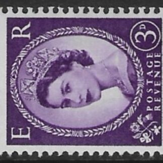 SG.615b  3d deep lilac  2 bands (1960 Phosphor crowns. sideways wmk.) U/M (MNH)