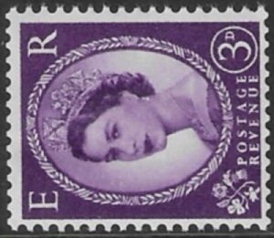 SG.615cea  3d deep lilac centre band (1960 Phosphor crowns. sideways wmk.) U/M (MNH)