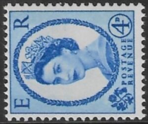 SG.616ab  4d ultramarine  2 band (1960 Phosphor crowns. sideways wmk.) U/M (MNH)