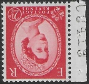 SG.614wi  2½d carmine red Type 2  2 bands (1960 Phos crowns. inverted wmk.) U/M (MNH)