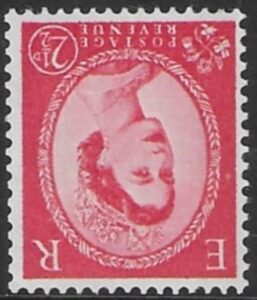 SG.614awi  2½d carmine red Type 2  1 band (1960 Phosphor crowns. inverted wmk.) U/M (MNH)