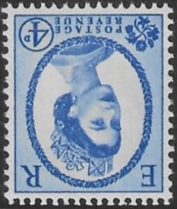 SG.616awi  4d ultramarine  2 bands (1960 Phosphor crowns. inverted wmk.) U/M (MNH)