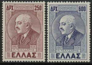 1946 Greece SG.654-5 Tenth Death Anniv of P.Tsaldaris Set of 2 values U/M (MNH)
