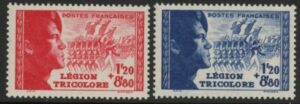 1942 France SG769-70 Tricolour Legion Set of 2 values U/M (MNH)