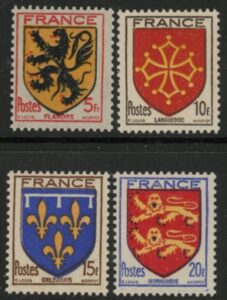 1944 France SG.814-7 Provisional Coat of Arms. U/M (MNH)