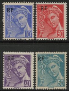 1944 France SG.896-9 Mercury - overprinted 'RF'. U/M (MNH)