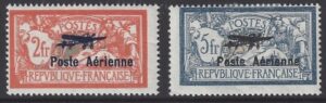 1927 France SG.455-6 'AIR' overprinted 'Poste Aerienne'. M/M