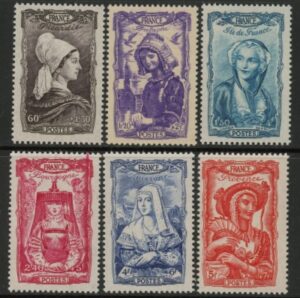 1943 France SG.797-802 National Relief Fund. U/M (MNH)