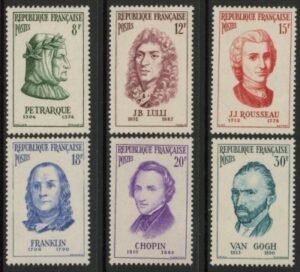 1956 France SG.1307-12 Famous Men Set of 6 values U/M (MNH)