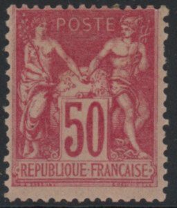 1900 France SG.285 50c carmine TI (N under B) lightly mounted mint.