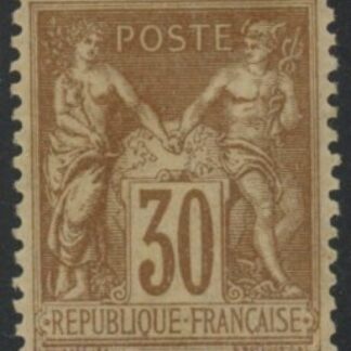 1881 France - SG.237 30c yellow brown TII (N under U) lightly mounted mint.