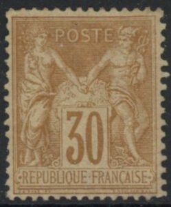 1881 France - SG.237 30c yellow brown TII (N under U) mounted mint.