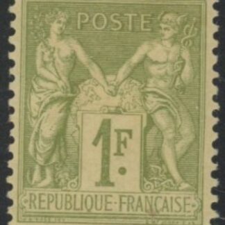 1884 France SG.241 1F deep Olive Green TII (N under U) lightly mounted mint.