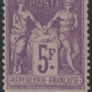 1877 France SG.277 5F lilac/pale lilac TII (N under U) with cert. lightly mounted mint.