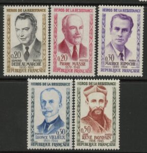 1960 France SG.1478-82 Heroes of the Resistance (4) Set of 5 values U/M (MNH)