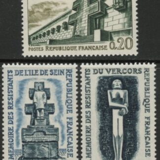 1962 France SG.1567-9 Resistance Fighters' Memorials (1) Set of 3 values U/M (MNH)