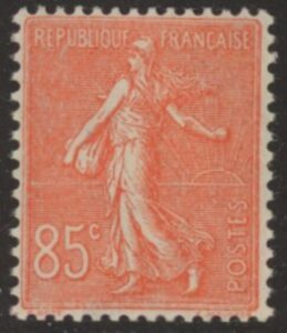1924 France SG.386 'Sower' 85c vermilion. M/M