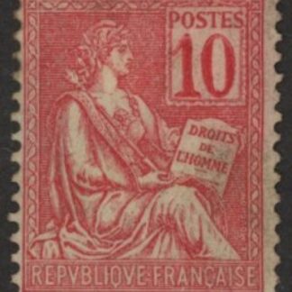 1900  France SG.296  10c carmine 'flat base to fig.1'.  M/M