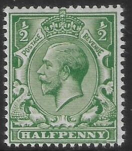 SG.353 N14(2) ½d deep green U/M (MNH).