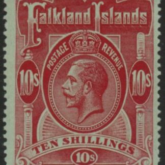 1914 Falkland Islands - SG.68  10/-  red/green. mounted mint.