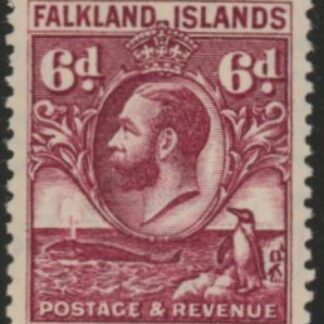 1929 Falkland Islands - SG.121  6d purple. mounted mint.