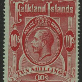 1914 Falkland Islands  SG.68  10/- red/green. U/M (MNH)