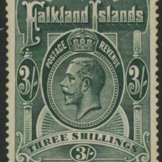 1912 Falkland Islands.  SG.66  KGV. 3/- slate green.  U/M (MNH)