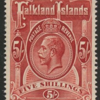 1912 Falkland Islands - SG.67  5/-  deep rose-red mounted mint