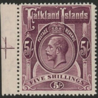 1916 Falkland Islands - SG.67b  5/-  maroon  U/M (MNH)
