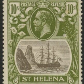 1922 St Helena.  SG.112 10/- grey & olive green.  mounted mint.