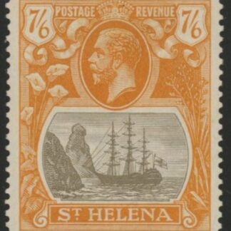 1922 St Helena.  SG.111 7/6d grey-brown & yellow-orange.  mounted mint.