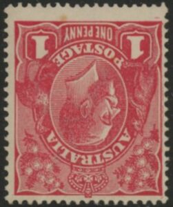 1914 Australia SG.21cw 1d carmine-red perf 14¼ Inverted wmk. mounted mint.