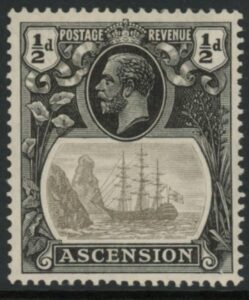 1924-33 Ascension Island SG.10 ½d grey-black and black. U/M (MNH)
