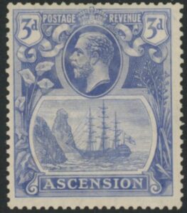 1924 Ascension Island SG.14 3d blue mounted mint.