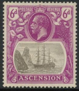 1924 Ascension Island SG.16 6d grey-black and bright violet. U/M (MNH)