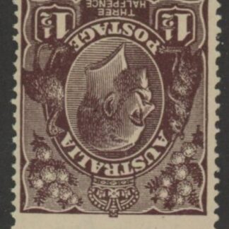 1918 Australia  SG.58w 1½d black-brown. Inverted watermark. Perf 14 U/M (MNH)