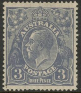 1926 Australia SG.90 3d dull ultramarine. wmk 'small crown over A' Perf 14 mounted mint