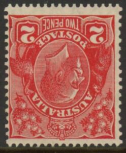 1930 Australia SG.99aw 2d golden scarlet die III Inverted wmk. perf 13½ x 12½ mounted mint.