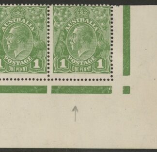 1924  Australia  SG.82 1d sage green  variety 'run N'. BW77(4)ra right stamp.perf.14  mounted mint.