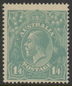 1920 Australia SG.66a 1/4d dull greenish blue. mounted mint.