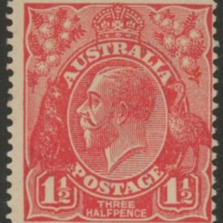 1924  Australia  SG.77 1½d  scarlet. variety 'no top to crown'  mounted mint.