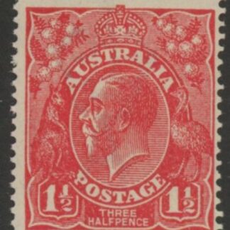 1924  Australia  SG.77d 1½d  scarlet. variety 'curved 1 and thin fraction at left'  U/M (MNH).