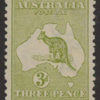 1915  Australia  SG.37 3d yellow-olive. die 1 mounted mint.